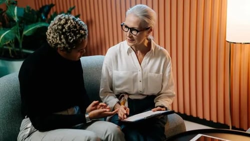 Case manager working with a mental health client.